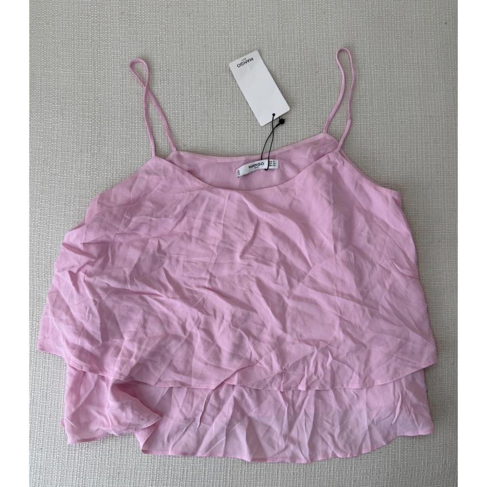 Mango Suit Top Jane2 Women XS Pink Tiered Layered Camisole Cami NWT